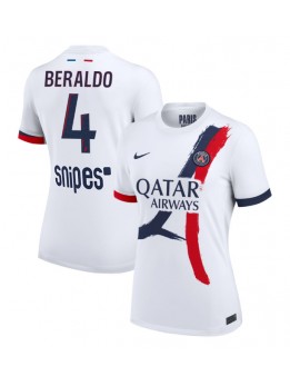 Zenske Futbalové oblečenie Paris Saint-Germain Lucas Beraldo #4 2025-26 Krátky Rukáv - Preč Zenske Futbalové oblečenie Paris Saint-Germain Lucas Beraldo #4 2025-26 Krátky Rukáv - Preč